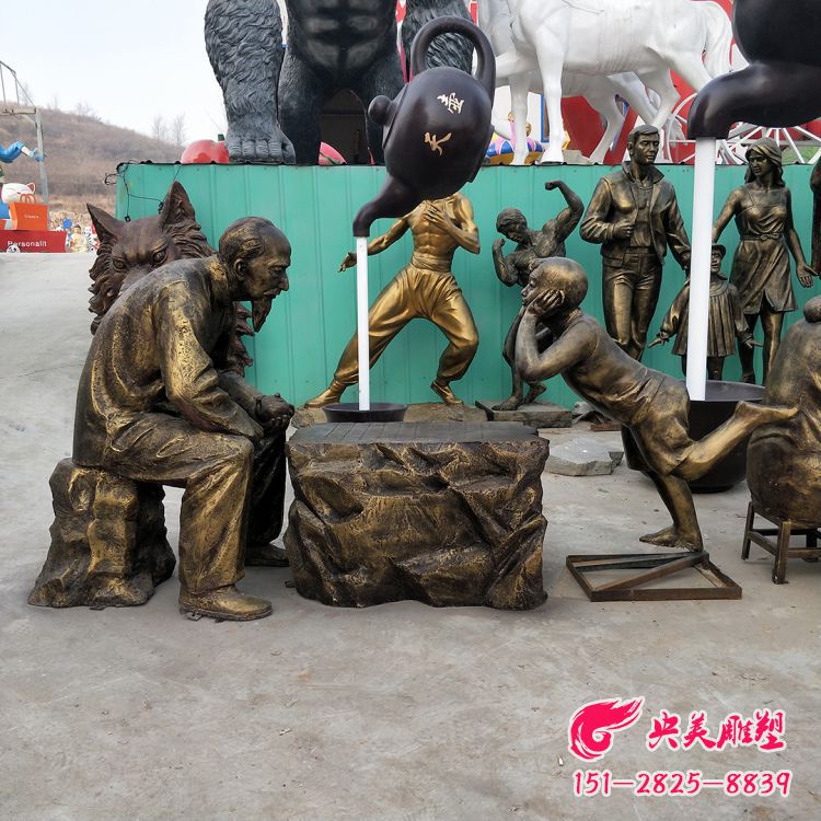 老人与小孩下象棋情景雕塑-玻璃钢仿铜民俗文化人物雕塑图片 老人与小孩下象棋情景雕塑-玻璃钢仿铜民俗文化人物雕塑图片
