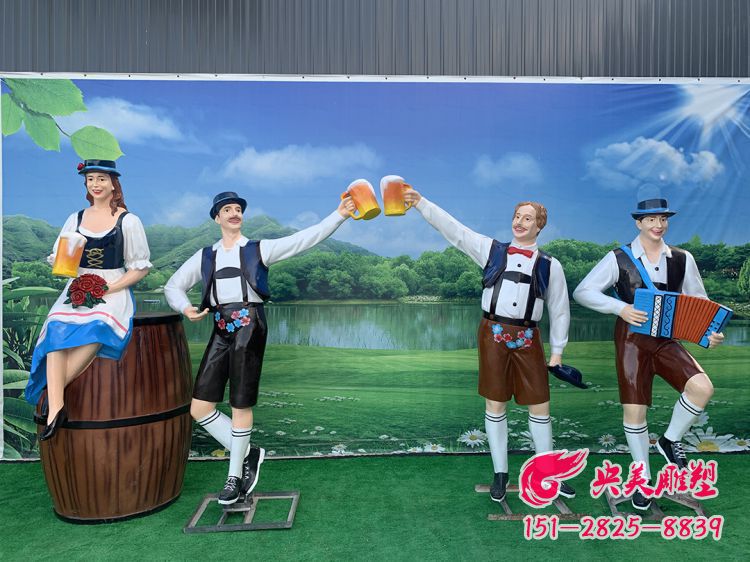 啤啤酒情景雕塑-饭店酒吧玻璃钢喝酒人物装饰摆件图片 啤啤酒情景雕塑-饭店酒吧玻璃钢喝酒人物装饰摆件图片