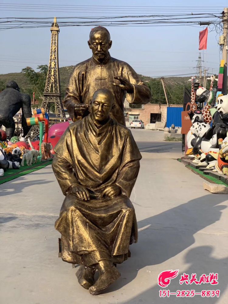 理发人物雕塑-玻璃钢仿铜民俗生活理发人物雕塑图片 理发人物雕塑-玻璃钢仿铜民俗生活理发人物雕塑图片