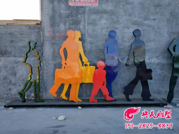 行人剪影雕塑-商场商业街剪影人物雕塑摆件图片 行人剪影雕塑-商场商业街剪影人物雕塑摆件图片
