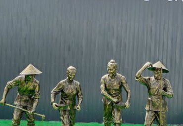 农耕人物雕塑-玻璃钢仿铜农耕劳动人物雕塑摆件