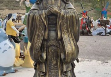 孔子仿铜雕像-玻璃钢历史名人古代著名教育人物孔子雕塑