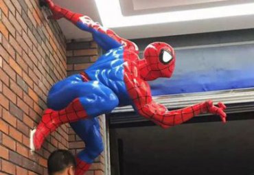 蜘蛛侠卡通人物雕塑-玻璃钢墙壁装饰动漫人物蜘蛛侠雕塑