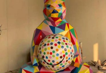 切面几何熊-玻璃钢几何抽象动物雕塑熊