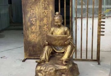 读书小孩情景雕塑-学校广场劝学主题古代读书的小孩