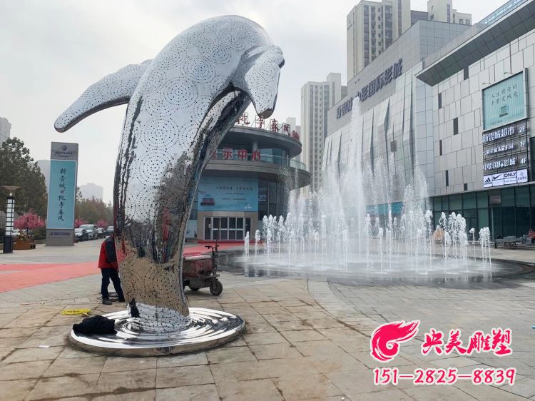 不锈钢海豚雕塑-城市广场创意海豚景观动物雕塑图片 不锈钢海豚雕塑-城市广场创意海豚景观动物雕塑图片