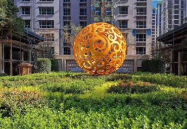 不锈钢镂空球-园林广场创意花纹镂空球景观雕塑摆件