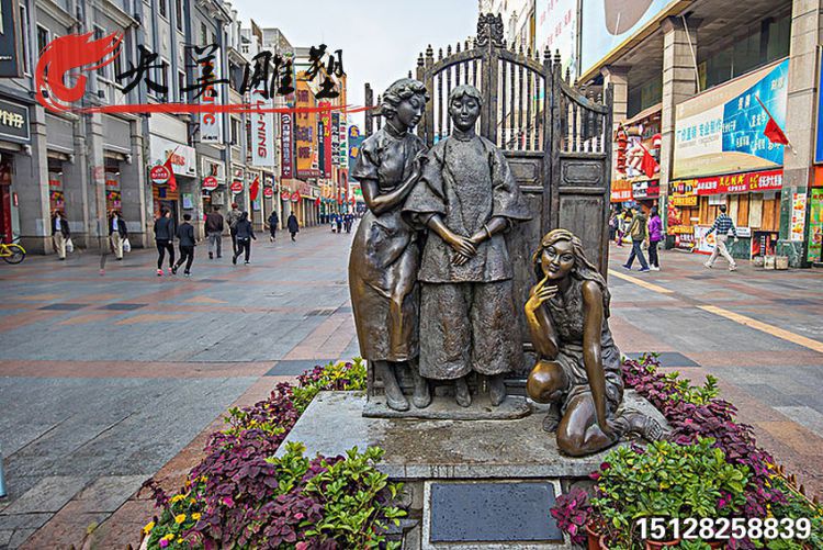 铸铜人物雕塑-古典美女商业街购物小品民俗雕塑图片 铸铜人物雕塑-古典美女商业街购物小品民俗雕塑图片