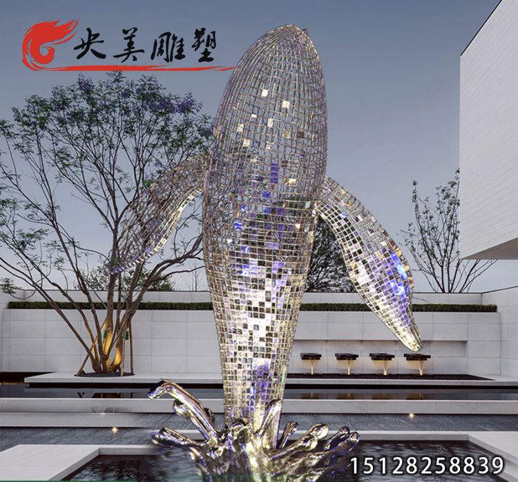 镂空鲸鱼雕塑-不锈钢编织鲸鱼 户外发光摆件城市标志园林景观图片