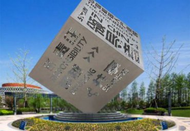 不锈钢魔方-镂空魔方雕塑户外广场景观发光创意金属摆件