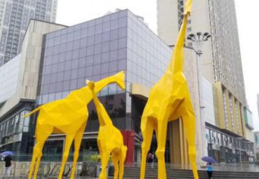 不锈钢几何长颈鹿-商场户外公园广场动物游乐园大型雕塑摆件
