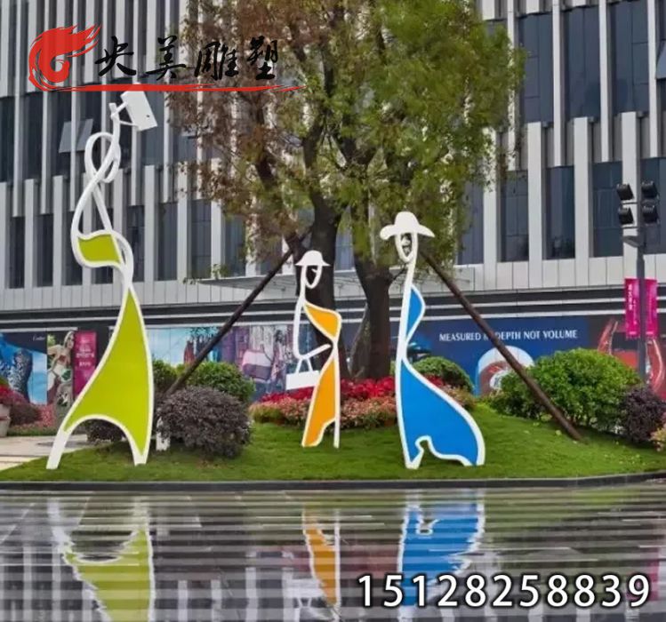 不锈钢抽象人-商场户外广场大型时尚购物人雕塑摆件图片 不锈钢抽象人-商场户外广场大型时尚购物人雕塑摆件图片