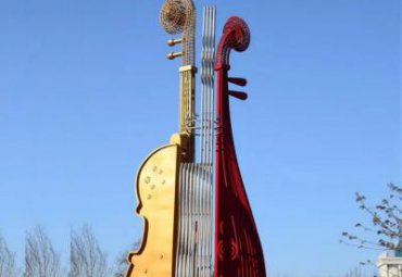 不锈钢大提琴雕塑-校园户外广场城市标志性景观雕塑