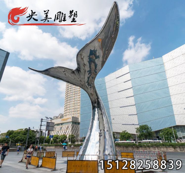 不锈钢鲸鱼尾巴雕塑-广场商业街水景大型景观雕塑图片
