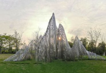 不锈钢假山-大型户外园林庭院广场景观雕塑
