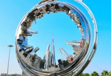 不锈钢抽象雕塑-大型抽象城市圆环广场景观雕塑