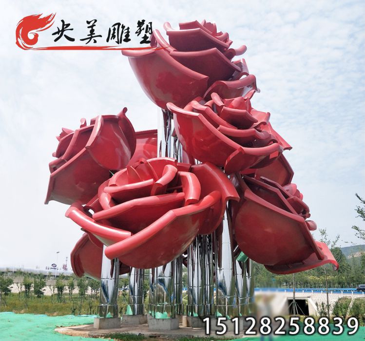不锈钢玫瑰花-大型玫瑰花户外花园园林景观雕塑图片 不锈钢玫瑰花-大型玫瑰花户外花园园林景观雕塑图片