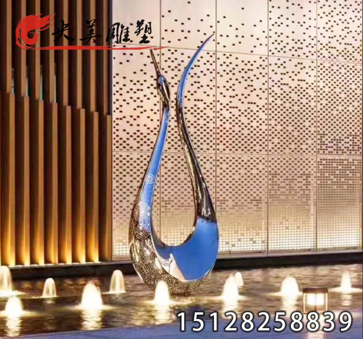 不锈钢抽象小天鹅雕塑-城市园林广场庭院水景雕塑图片 不锈钢抽象小天鹅雕塑-城市园林广场庭院水景雕塑图片