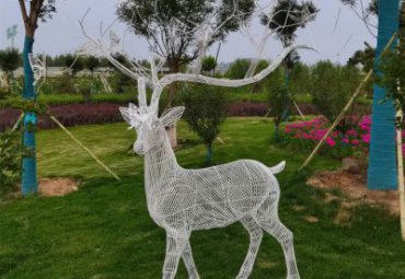 不锈钢丝编织蝴蝶鹿-园林草坪别墅 景观镂空鹿