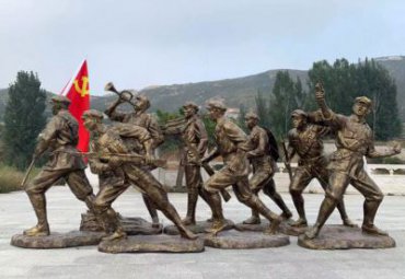 铸铜红军雕塑，大型红色文化主题广场铜雕抗战人物组雕厂家定制