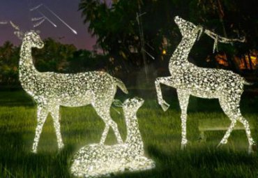 不锈钢发光镂空鹿-户外园林草坪售楼处广场景观