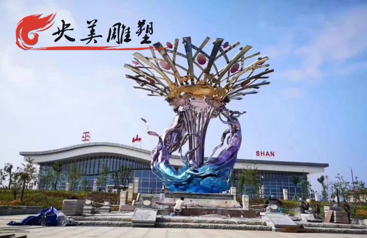 城市广场不锈钢大型美人鱼雕塑图片 城市广场不锈钢大型美人鱼雕塑图片