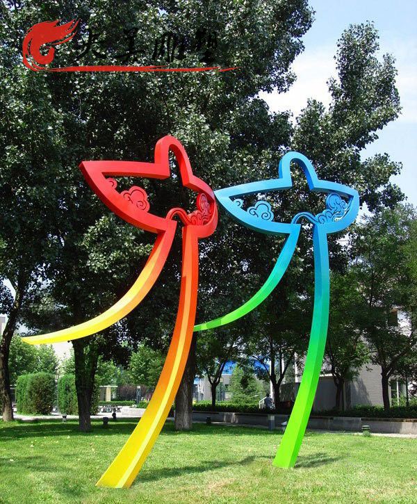 公园不锈钢彩绘抽象风筝雕塑图片 公园不锈钢彩绘抽象风筝雕塑图片