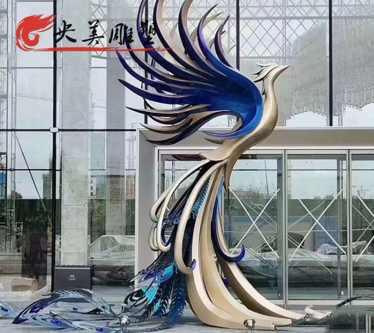 广场不锈钢凤凰雕塑图片 广场不锈钢凤凰雕塑图片