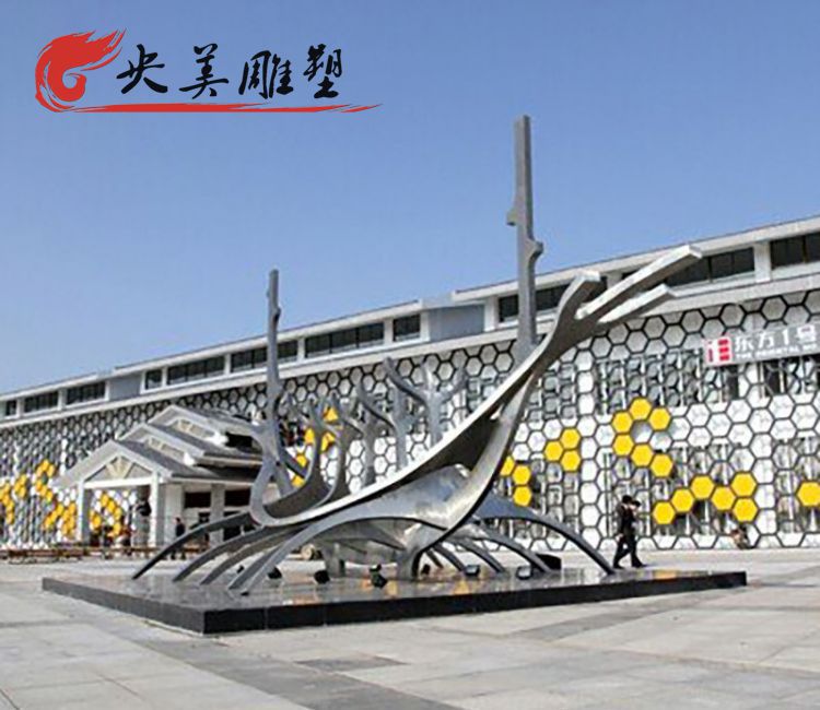 广场不锈钢抽象船雕塑图片 广场不锈钢抽象船雕塑图片