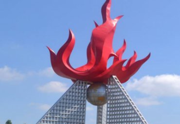 广场不锈钢抽象火苗雕塑