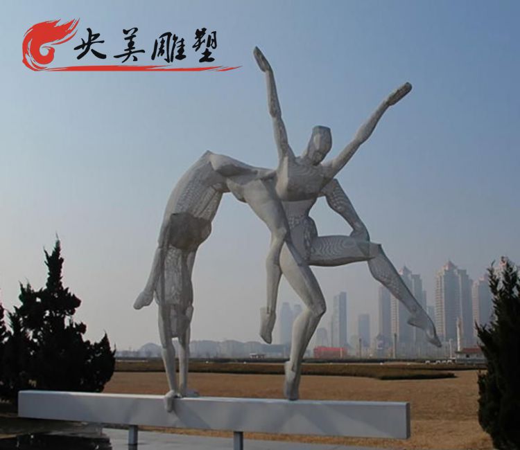 公园摆放不锈钢抽象艺术体操人物雕塑图片