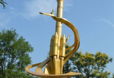 不锈钢喷漆火箭城市广场雕塑