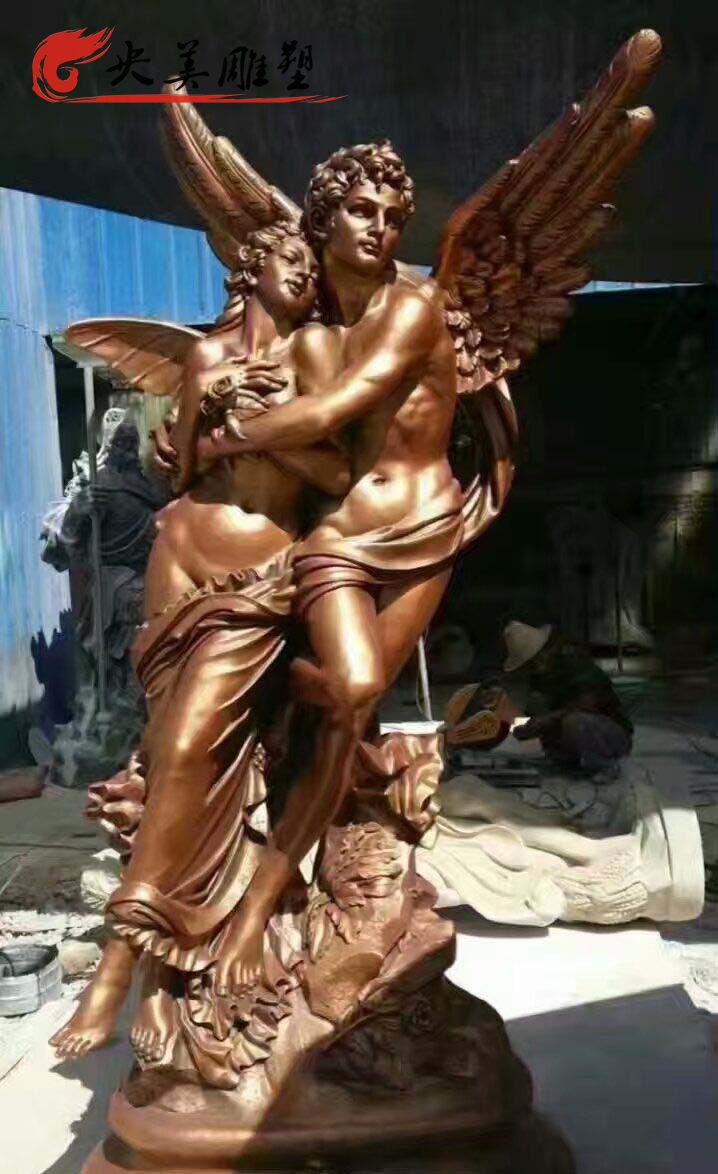 广场玻璃钢仿铜爱神人物雕塑图片 广场玻璃钢仿铜爱神人物雕塑图片