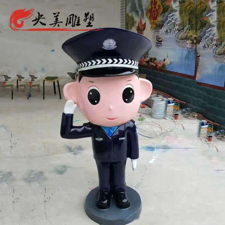 公园摆放玻璃钢卡通警察雕塑图片 公园摆放玻璃钢卡通警察雕塑图片