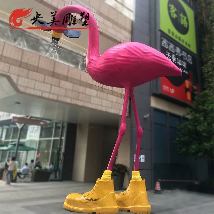 广场玻璃钢卡通火烈鸟雕塑图片 广场玻璃钢卡通火烈鸟雕塑图片