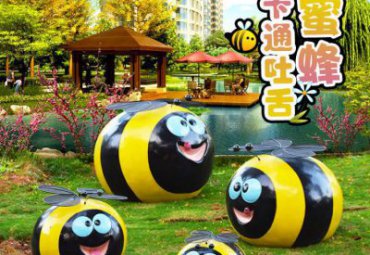 园林绿地摆放玻璃钢卡通蜜蜂雕塑