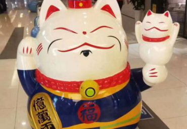 商场玻璃钢卡通招财猫雕塑