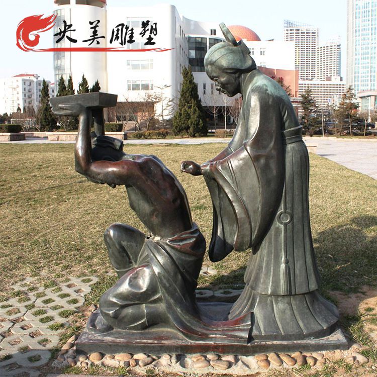 公园摆放岳母刺字铜雕图片 公园摆放岳母刺字铜雕图片