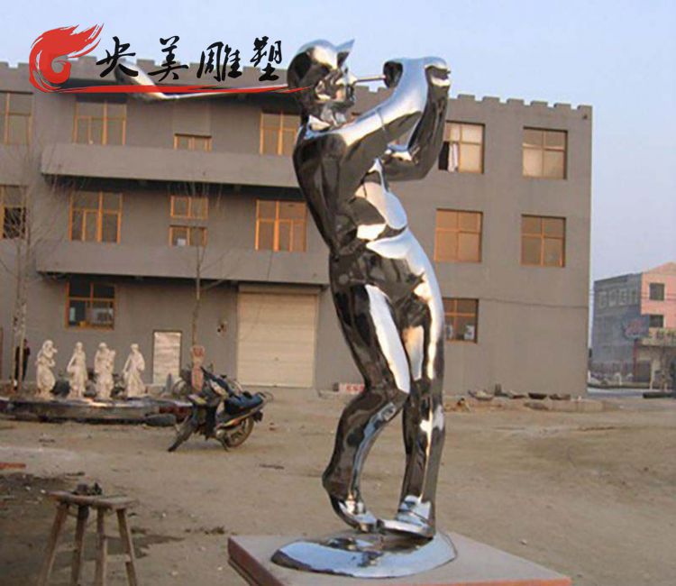 公园不锈钢打高尔夫人物雕塑图片 公园不锈钢打高尔夫人物雕塑图片