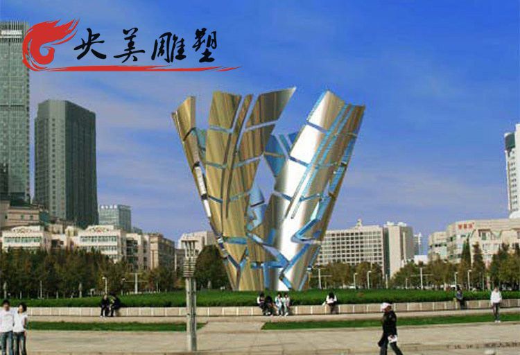 广场不锈钢抽象镜面麦穗雕塑图片 广场不锈钢抽象镜面麦穗雕塑图片