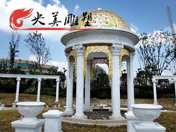 公园汉白玉欧式凉亭雕塑图片 公园汉白玉欧式凉亭雕塑图片