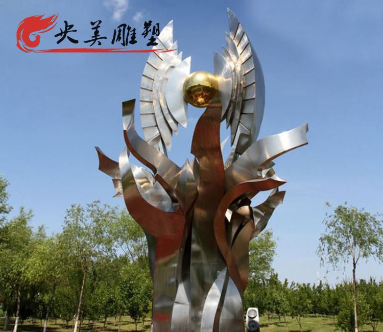 广场不锈钢抽象火苗雕塑图片 广场不锈钢抽象火苗雕塑图片