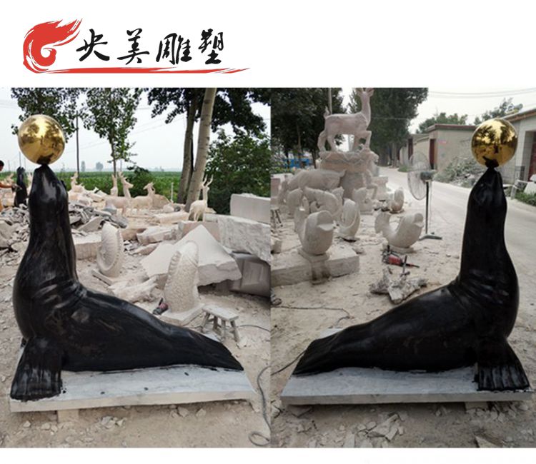 海洋馆摆放玻璃钢海豹雕塑图片 海洋馆摆放玻璃钢海豹雕塑图片