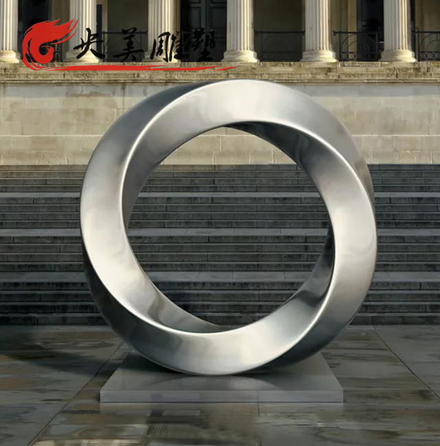 商业广场摆放不锈钢圆环雕塑图片 商业广场摆放不锈钢圆环雕塑图片