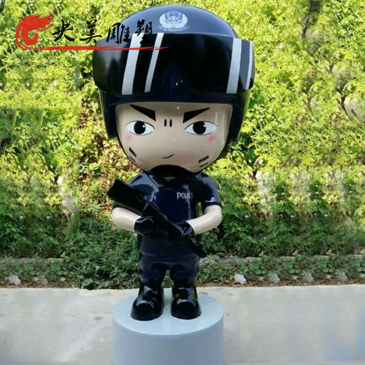 广场摆放玻璃钢宣传卡通警察人物雕塑图片 广场摆放玻璃钢宣传卡通警察人物雕塑图片