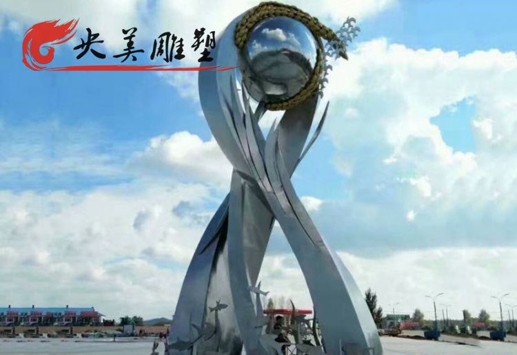 广场不锈钢抽象水稻雕塑图片 广场不锈钢抽象水稻雕塑图片
