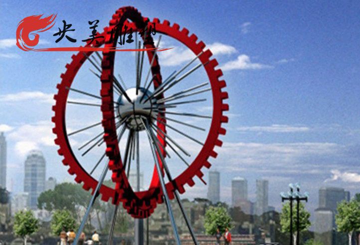 广场不锈钢抽象齿轮雕塑图片 广场不锈钢抽象齿轮雕塑图片