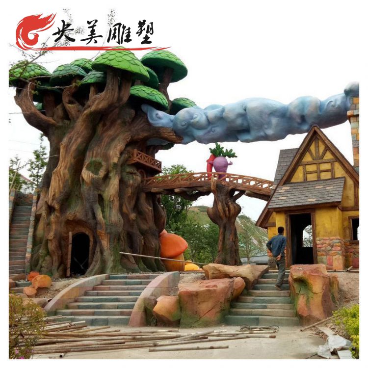 游乐园摆放玻璃钢仿真植物门头雕塑图片 游乐园摆放玻璃钢仿真植物门头雕塑图片