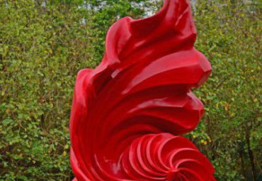 公园不锈钢红色抽象旋风雕塑