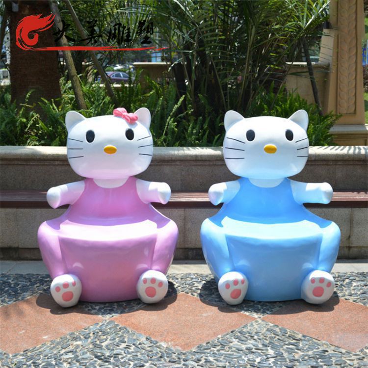小区公园卡通可爱玻璃钢Hello Kitty座椅雕塑图片 小区公园卡通可爱玻璃钢Hello Kitty座椅雕塑图片